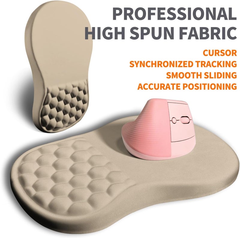 Armanza Ergonomic Joint Wrist Support Mouse Pad with Memory Foam Cushion Massage Bump, Carpal Tunnel Pain Relief Mousepad Slope Design for Wrist Rest, 11.8x7.9 in, Apricot - Image 4
